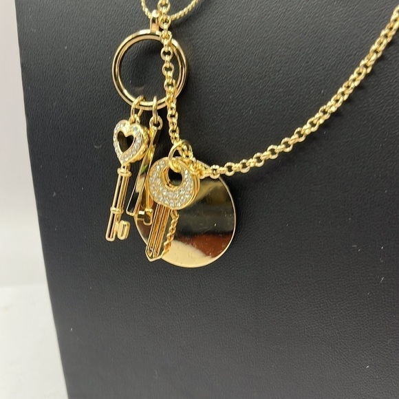 Key-Heart- Necklaces Layered Necklace Gold Tone with Rhinestones 🔑 ❤️ Necklace - Picture 4 of 14